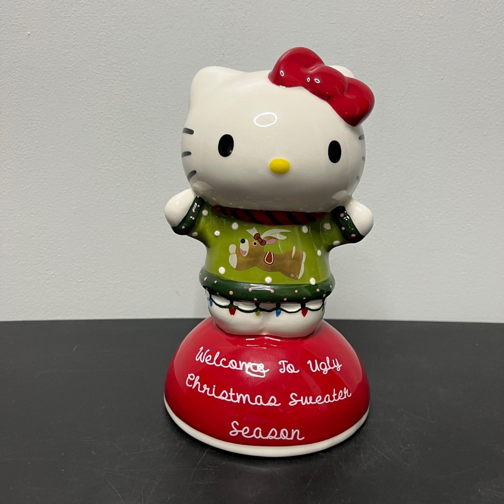 Blue Sky Hello Kitty Ceramic "Welcome To Ugly Christmas Sweater Season" Figurine